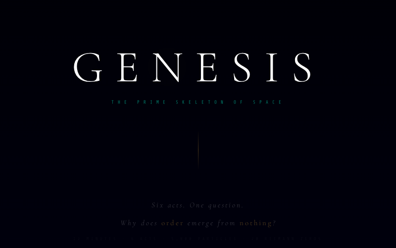 Genesis Cinema — a live NUMEN demonstration rendering in real time
