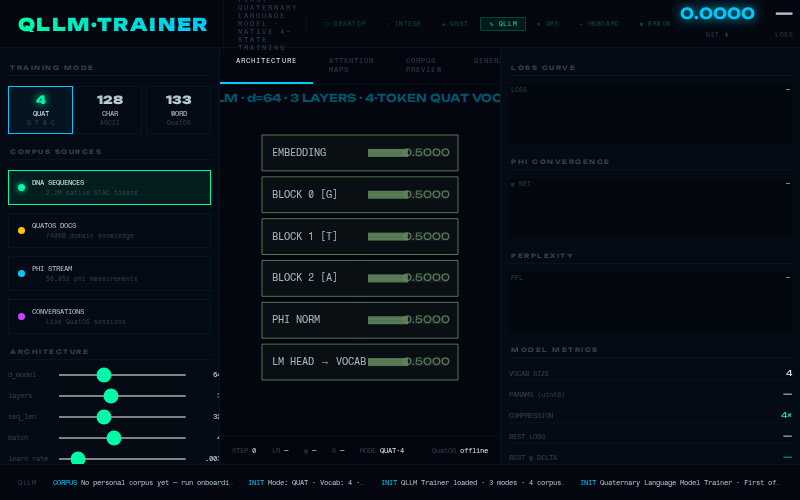 QLLM Trainer — a live NUMEN demonstration rendering in real time